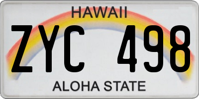 HI license plate ZYC498