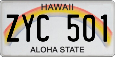 HI license plate ZYC501