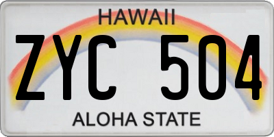 HI license plate ZYC504