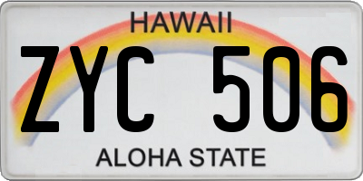 HI license plate ZYC506