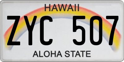HI license plate ZYC507