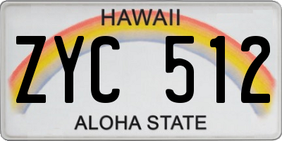 HI license plate ZYC512