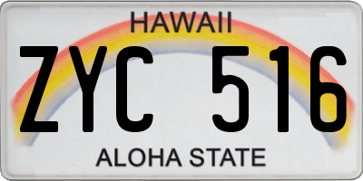 HI license plate ZYC516