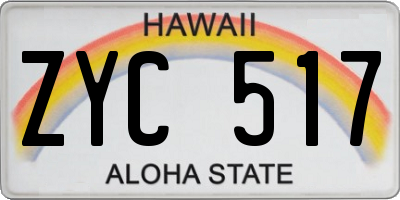 HI license plate ZYC517