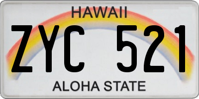 HI license plate ZYC521