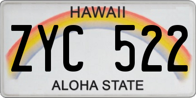 HI license plate ZYC522