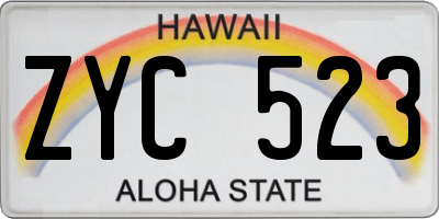 HI license plate ZYC523