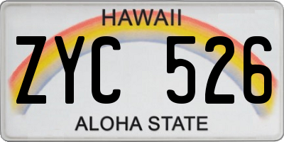 HI license plate ZYC526