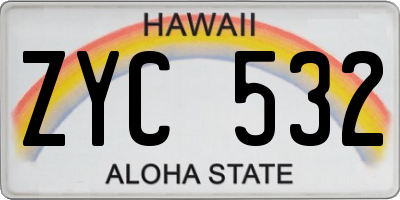 HI license plate ZYC532