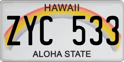 HI license plate ZYC533