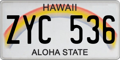 HI license plate ZYC536