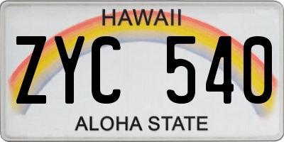 HI license plate ZYC540