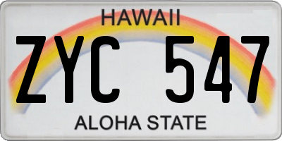 HI license plate ZYC547