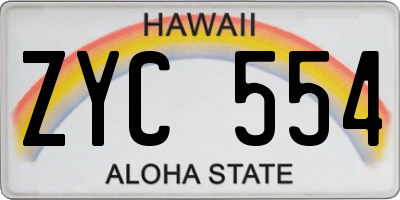 HI license plate ZYC554