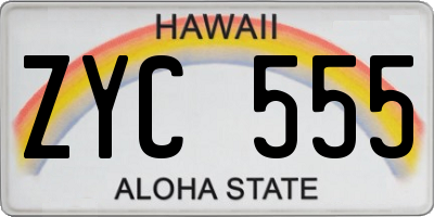 HI license plate ZYC555