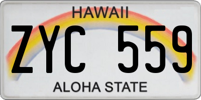 HI license plate ZYC559