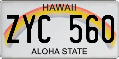 HI license plate ZYC560
