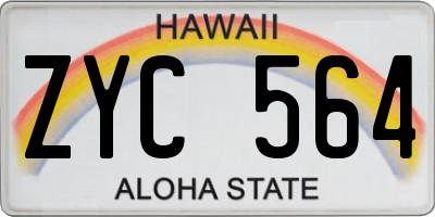 HI license plate ZYC564