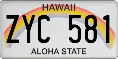 HI license plate ZYC581