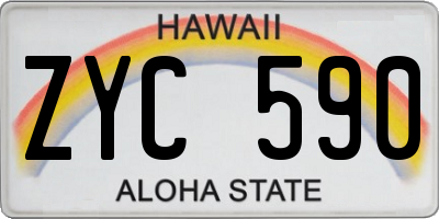 HI license plate ZYC590