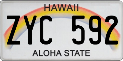 HI license plate ZYC592