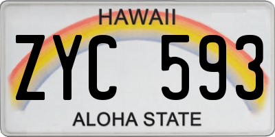 HI license plate ZYC593
