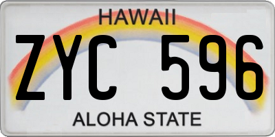 HI license plate ZYC596