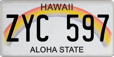 HI license plate ZYC597