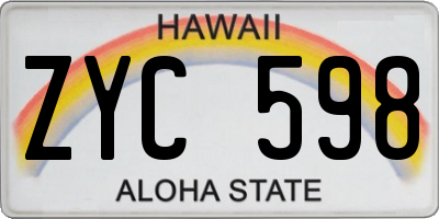 HI license plate ZYC598