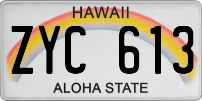 HI license plate ZYC613
