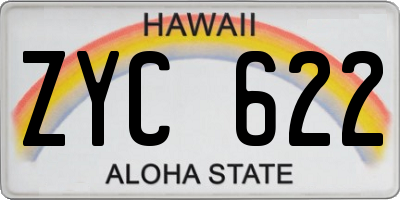 HI license plate ZYC622