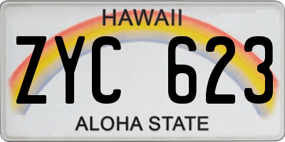 HI license plate ZYC623