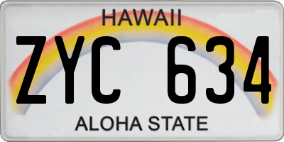 HI license plate ZYC634