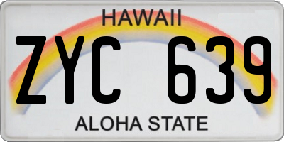 HI license plate ZYC639