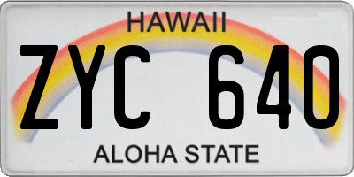 HI license plate ZYC640
