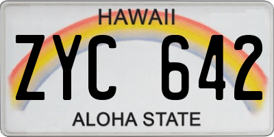 HI license plate ZYC642