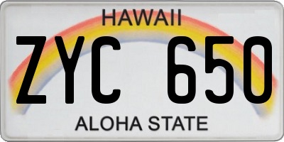 HI license plate ZYC650