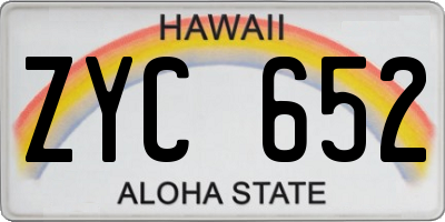 HI license plate ZYC652