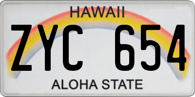 HI license plate ZYC654