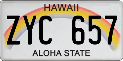 HI license plate ZYC657
