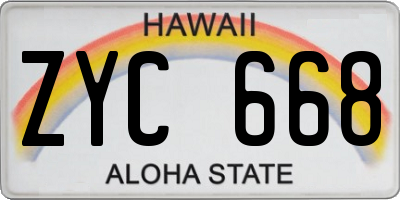 HI license plate ZYC668