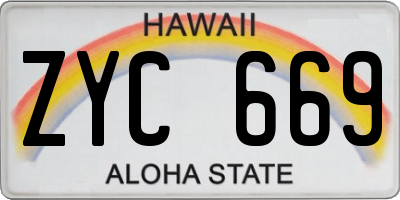 HI license plate ZYC669