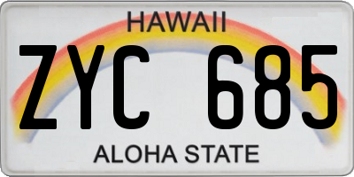 HI license plate ZYC685