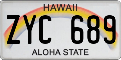 HI license plate ZYC689
