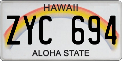 HI license plate ZYC694