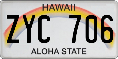 HI license plate ZYC706