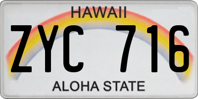 HI license plate ZYC716