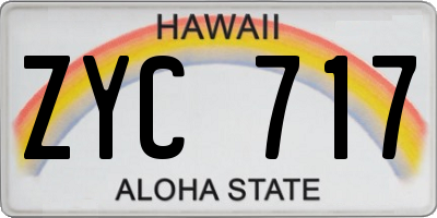 HI license plate ZYC717