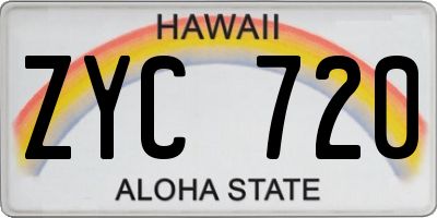 HI license plate ZYC720