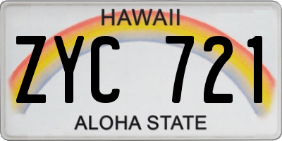 HI license plate ZYC721